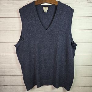 L.L. Bean Vintage Mens XXL-Tall Heathered Gray 100% Lambswool Pullover Vest